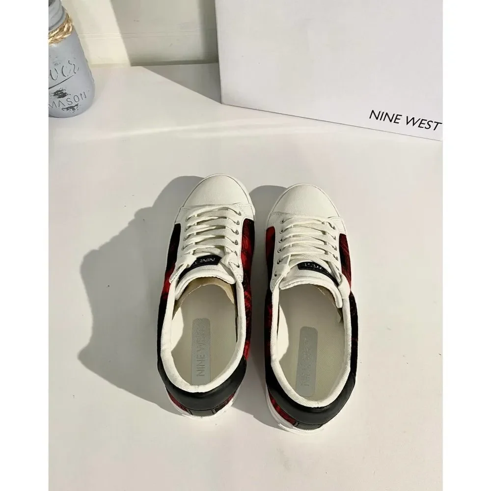 Nine West Best Casual Red Plaid Sneakers